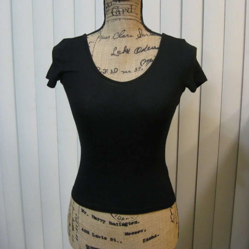 NWOT Express black crop top tee shirt XS extra sma
